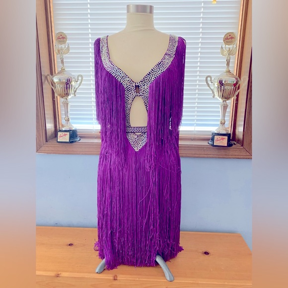 Black Latin-Rhythm Dress-Flames-n-Fringe main image 1